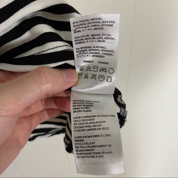 Bebe peplum cutout black & white stripes zipper xs - Picture 4 of 5